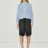 Oversized Crew Neck Cardigan - Pale Blue