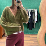 Brushed Alpaca Cardigan - Moss