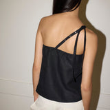 Button Strap Top - Black