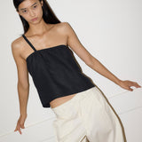 Button Strap Top - Black