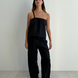 Button Strap Top - Black