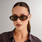SLM136002 Oval Frame Sunglasses - Havana/Green