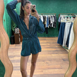 Lumiere Lurex Shorts - Peacock