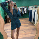 Lumiere Lurex Shorts - Peacock