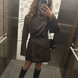 Astrine Tailored Mini Dress – Coffee