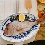 Large Fish Oval Platter - Blue
