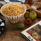 Large Ceramic Fruit Bowl Stand - Yellow/Orange Stripe