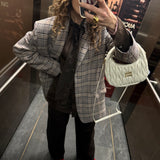 Quinn Blazer - Beige and Navy Check