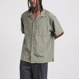 Canty Dobby Stripe Short Sleeve Shirt - Olive Green