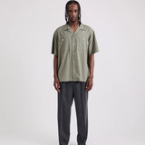 Canty Dobby Stripe Short Sleeve Shirt - Olive Green