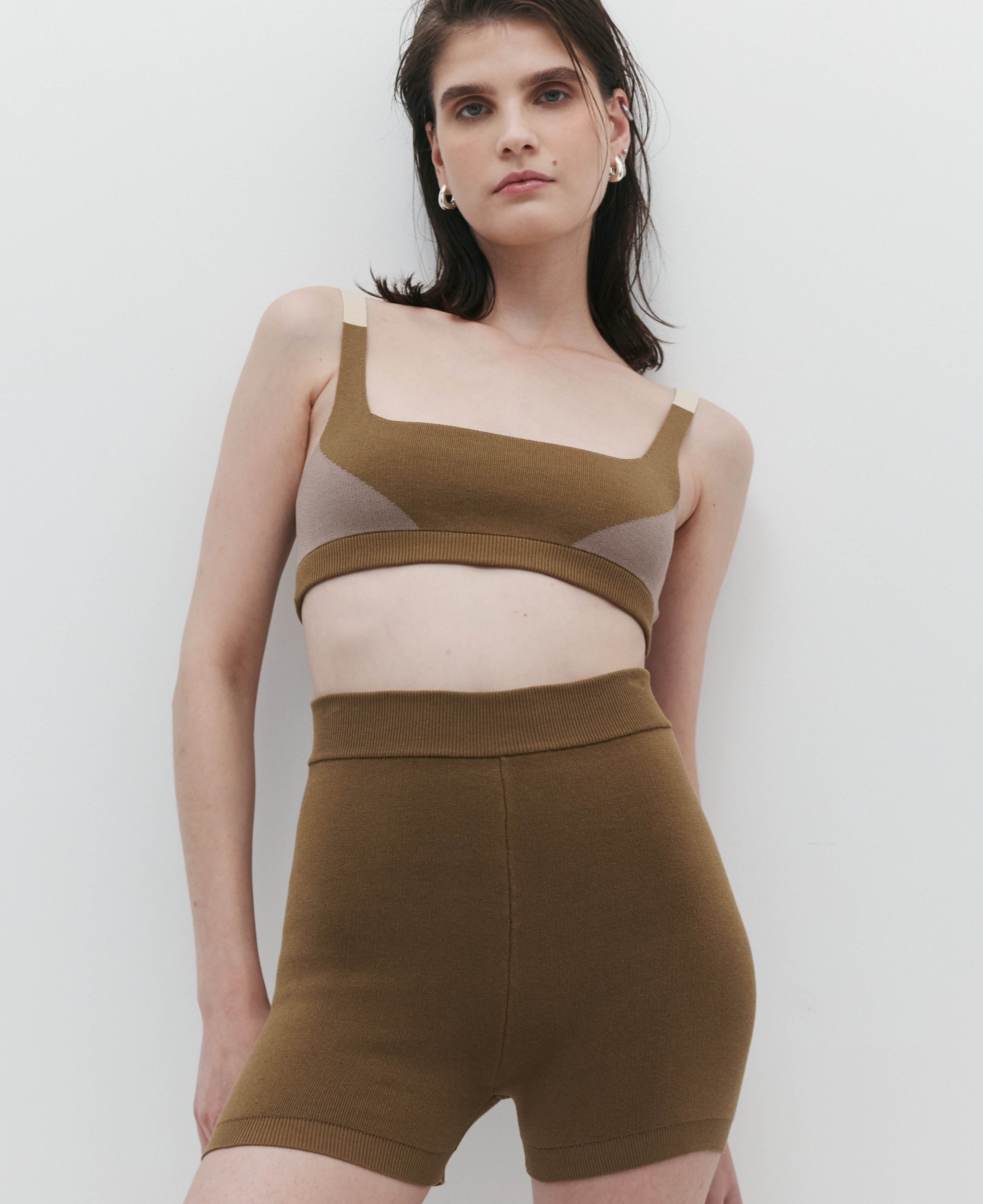 Organic Colour Block Bralet in Harvest by Nagnata - lifestyle