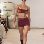 Organic Colour Block Bralet in Mulberry by Nagnata - lifestyle