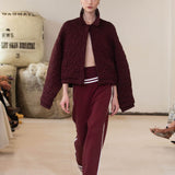 Wool Quilted Bomber in Bordeaux by Nagnata - lifestyle