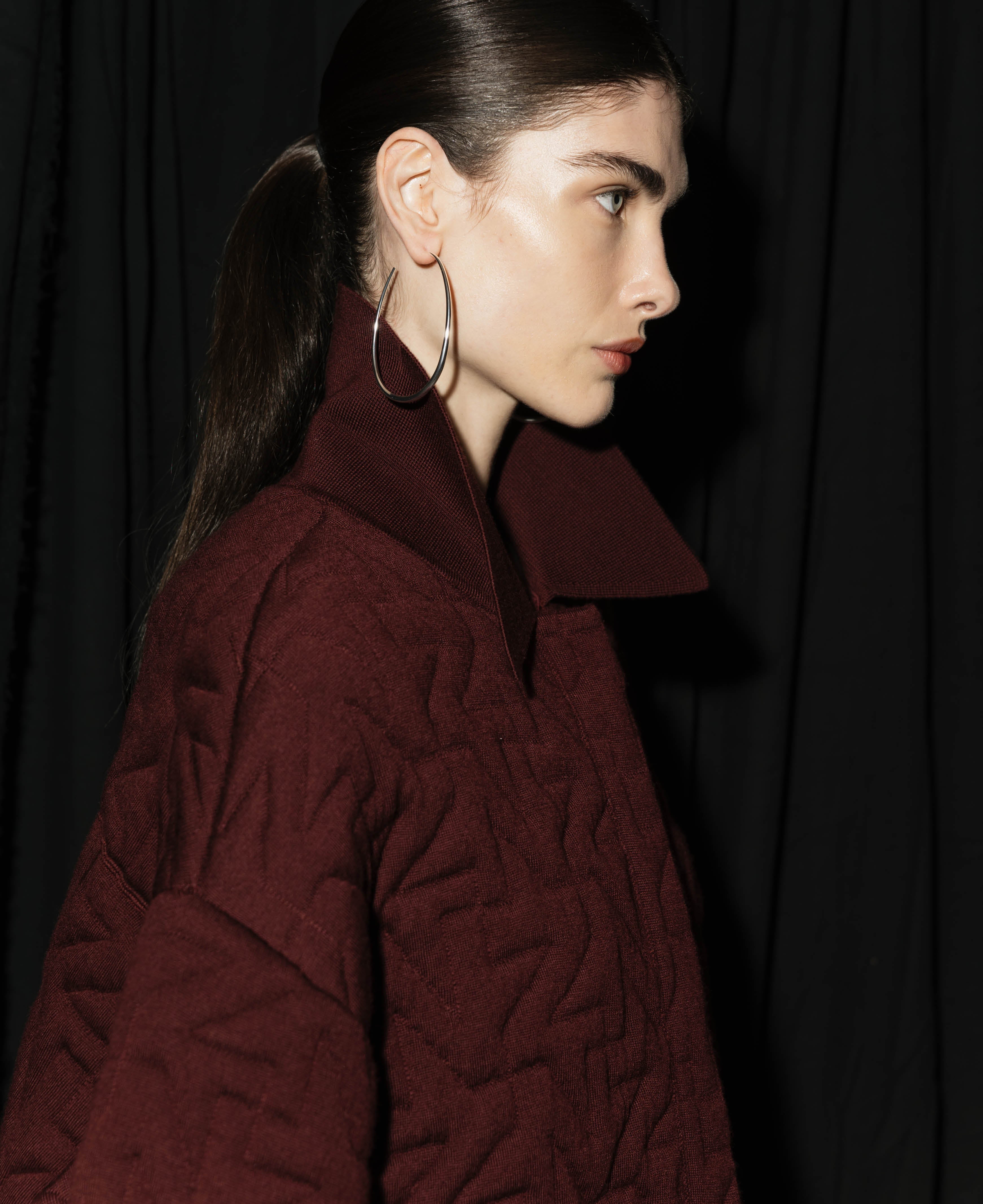 Wool Quilted Bomber in Bordeaux by Nagnata - lifestyle