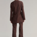 Tailored Flared Pant - Brown Pinstripe