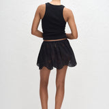 Broderie Mini Skirt - Black