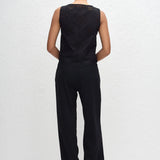 Broderie Tie Blouse - Black