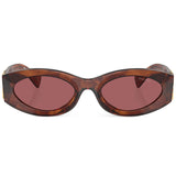 MIU MIU 0MU 11WS Sunglasses  - Striped Tobacco/Dark Violet Lense