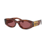 MIU MIU 0MU 11WS Sunglasses  - Striped Tobacco/Dark Violet Lense