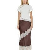 Silk Lace Midi Skirt - Chocolate Cream