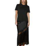 Silk Lace Midi Skirt - Black