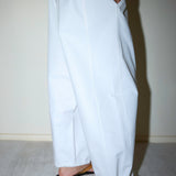 Drawcord Wide Leg Pant White