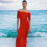 Pebble Off The Shoulder Dress - Snapper