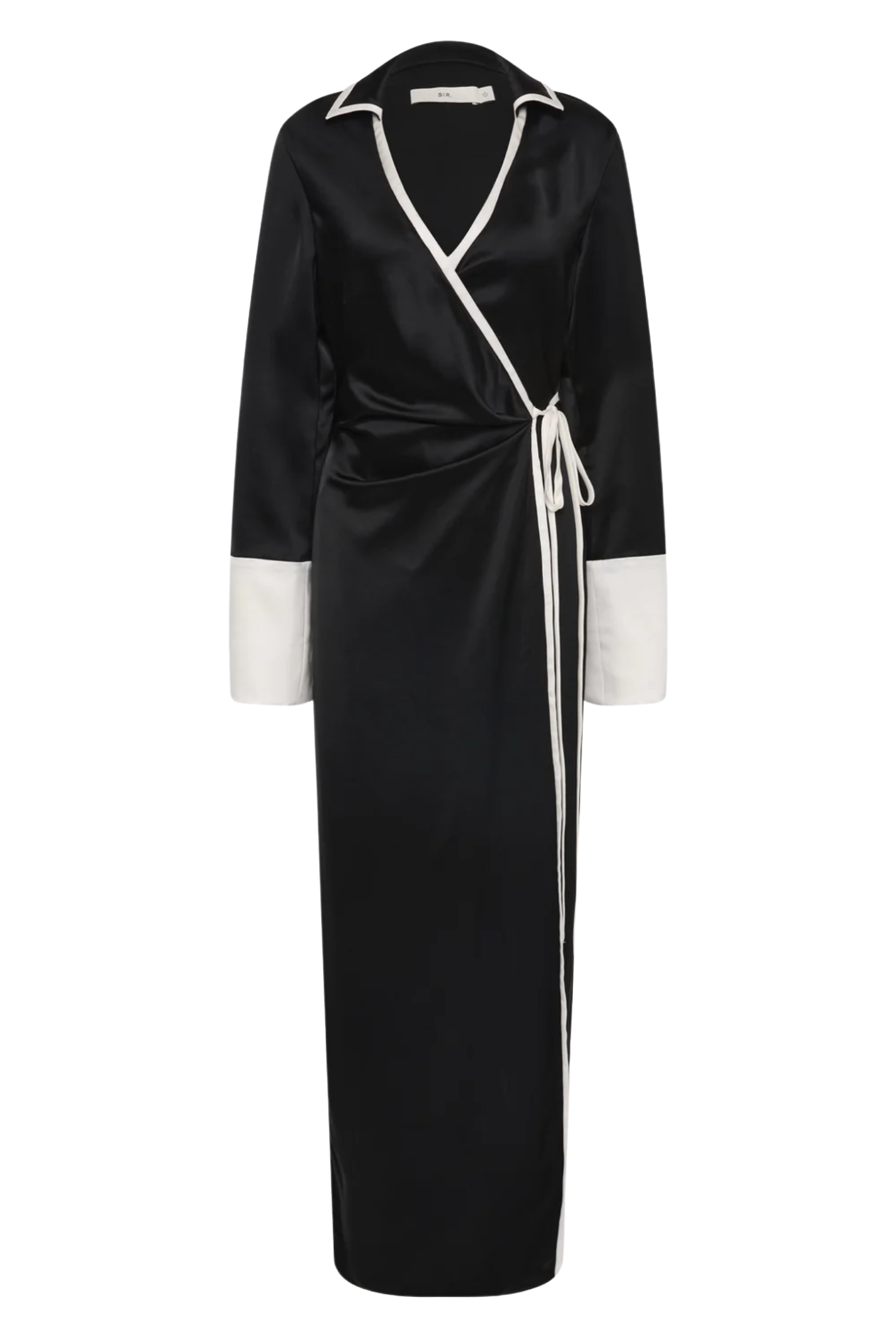 black wrap shirt dress Midi Black Wrap Shirt Dress With Pockets by concept A trois