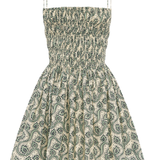 Shirred Bodice Mini Dress - Vine