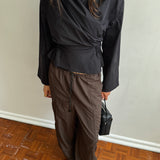 Long Sleeve Chaimberlain Top - Black Tech Taffeta