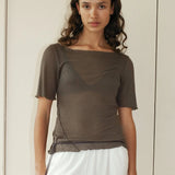 Square Knit Tee - Stone