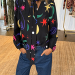 Rixo Moss Silk Blouse - Cosmos Black