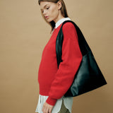 Louie Black Alt-Leather Hobo Tote
