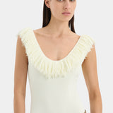 Marcelline Fringe Bodysuit - Ivory
