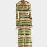 Coastline Low Back Dress - Palm Stripe