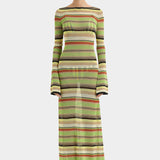 Coastline Low Back Dress - Palm Stripe