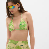 Yin Illustrated Reversible Bikini Top - Green