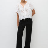 Broderie Blouse - White
