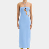 Salvador Beaded Halter Dress - Cornflower Blue
