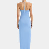 Salvador Beaded Halter Dress - Cornflower Blue