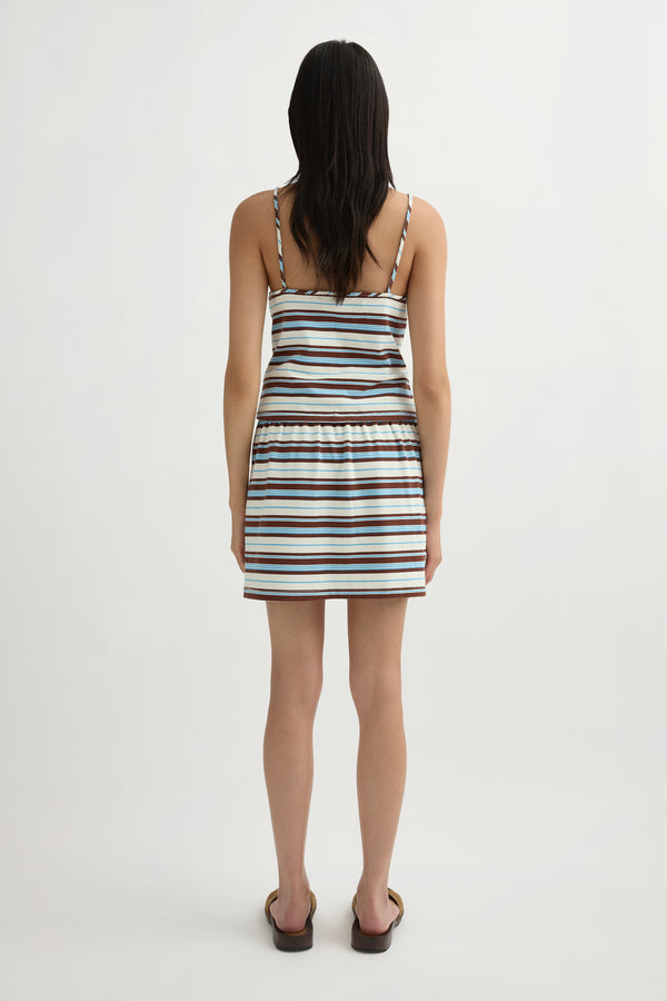 POSSE Nadine Skirt in Chocolate Multi Stripe – detail view | Peggy Concept Store