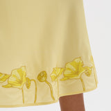 Lotus Embroidered Maxi Skirt - Yellow