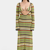 Coastline Low Back Dress - Palm Stripe