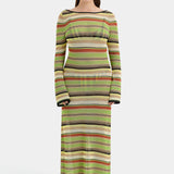 Coastline Low Back Dress - Palm Stripe