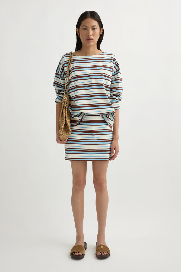 POSSE Nadine Top in Chocolate Multi Stripe – front view | Peggy Concept Store