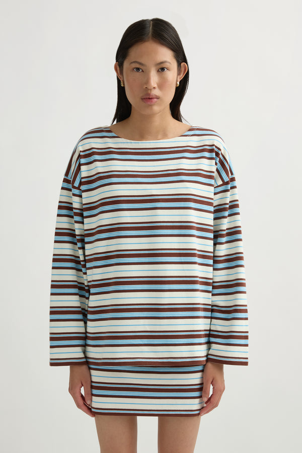 POSSE Nadine Top in Chocolate Multi Stripe – side view | Peggy Concept Store