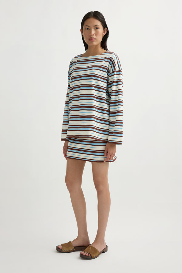 POSSE Nadine Top in Chocolate Multi Stripe – back view | Peggy Concept Store