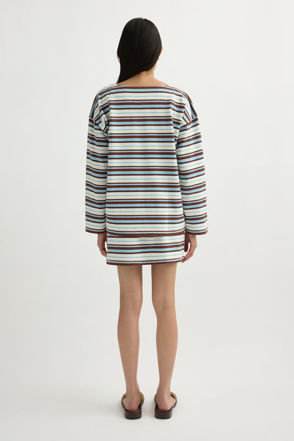 POSSE Nadine Top in Chocolate Multi Stripe – detail view | Peggy Concept Store