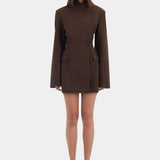 SIR. Astrine Tailored Mini Dress in Coffee – front view | Peggy Concept Store