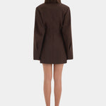 SIR. Astrine Tailored Mini Dress in Coffee – back view | Peggy Concept Store